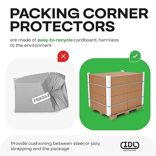 IDL Packaging 2” x 2” x 36” Cardboard Edge Protector (Pack of 20) - Corner Protectors for Shipping, Storage, & Moving – Reinforced Corner Guard Protection for Pallets, Wall Corners, & Furniture