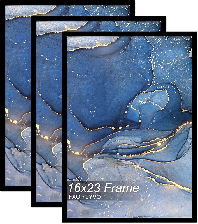 16x23 Picture Frame Set of 3, Black Frame for 16 x 23 Inch Picture Poster Photo, Light Weight and High Transparent 16 by 23 Frame for Wall - 3 Pack/Black/16 x23