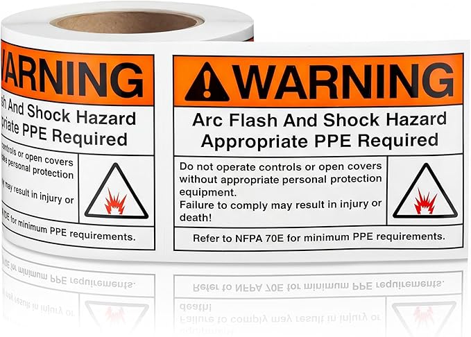 100 PCS Warning Arc Flash and Shock Hazard Label - 3.5 x 5 Black & Orange Electrical Safety Warning Decal High Performance Polyester Safety Sticker Signs for The Workplace