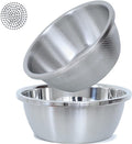 304 Stainless Steel Microporous Colander, 3.5QT Large Capacity with Mixing Bowl For washing vegetables fruit and rice and for draining cooked pasta(2PC)