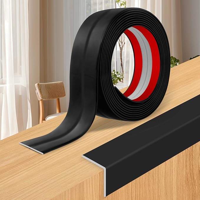 Wall Corner Protector Moulding Trim Peel and Stick Wall Corner Guards Trim Flexible Self Adhesive Edge Protector Moulding, 0.8 in x 10 Ft, Black