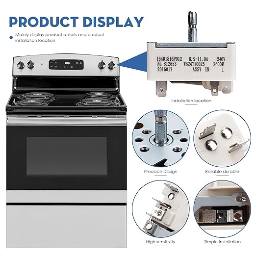 WB24T10025 Range Switch Surface Burner Range Infinite Control Switch Compatible with GE Electric Ranges AP2024072, 769692, AH236750, EA236750, PS236750（8 Inch）