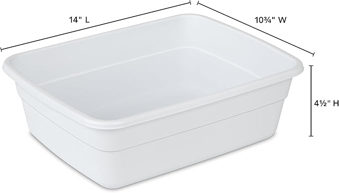 Sterilite 8 Qt Dishpan, Bin Ideal for Soaking and Cleaning Dirty Dishes in the Kitchen Sink, White, 12-Pack