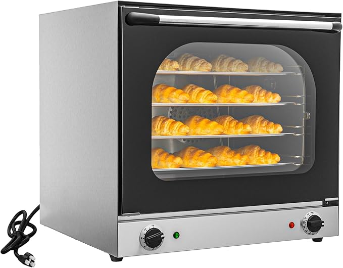 Commercial Covection Oven, 66Qt/62L, Half-Size Electric Convection Oven Contertop, 1750W, Enameled, Stainless Steel Chamber, 4-tier Toaster, for Catering, Bakeries, Hotel, CSA Certification