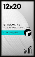 Americanflat 12x20 Picture Frame with Polished Plexiglass - Streamline Collection - Thin Border Picture Frame for Wall Display - Hanging Hardware Included - Black