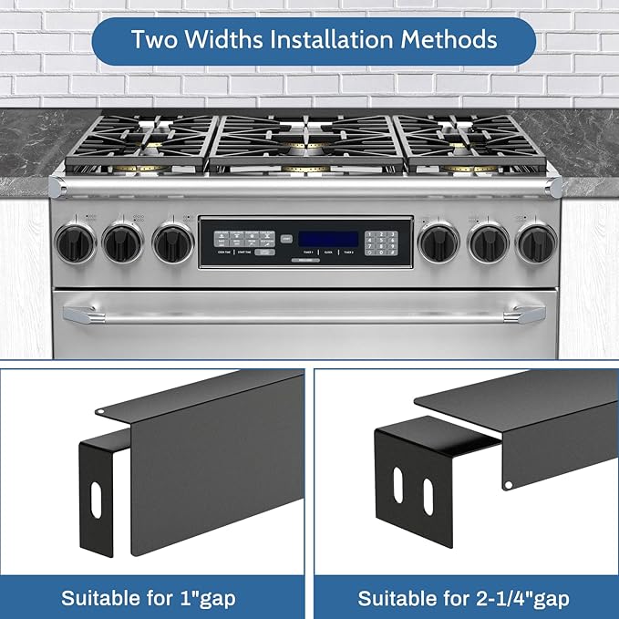 30" Slide-in Range Rear Filler Kit W10113901A with 2pcs Silicone Stove Gap Covers, Cooktop Trim Kit Between Stove and Backsplash for Whirlpool & Most Brand, 316 Stainless Steel (Black)