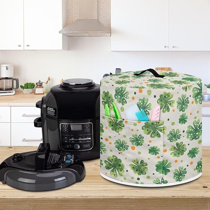 TODIYADDU Spot Shamrock Pressure Cooker Cover for Women Festive Style St Patrick's Day Instant Pots Cover with Handle for Rice Cooker Air Fryer Universal Kitchen Appliance Covers Storage Case