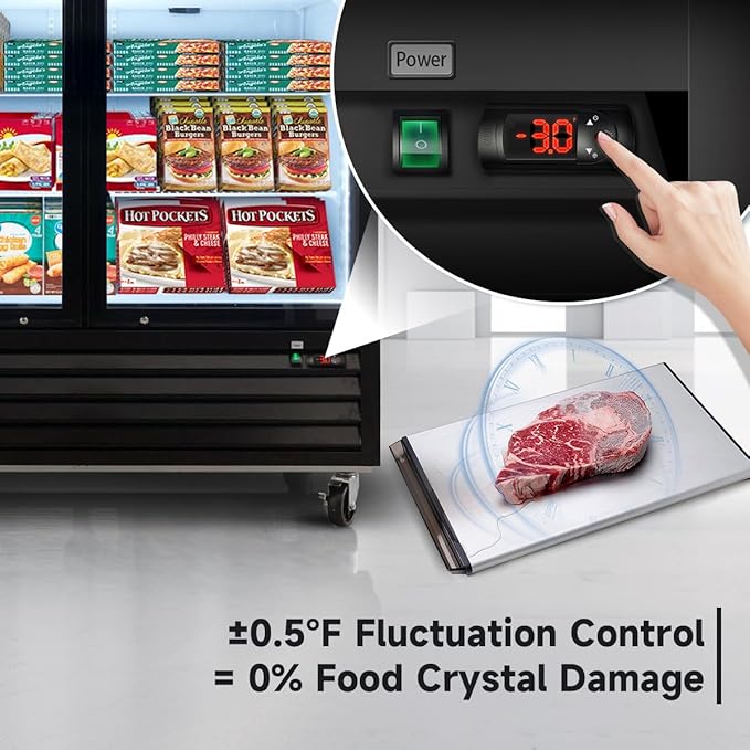 44.8 Cu.Ft Double Door Commercial Upright Display Freezer Merchandiser —Glass Doors With ETL Certified, -8 to -1℉,Auto Defrost, Heated Door Frame, LED Lighting, for Cafes, Restaurants, Stores.