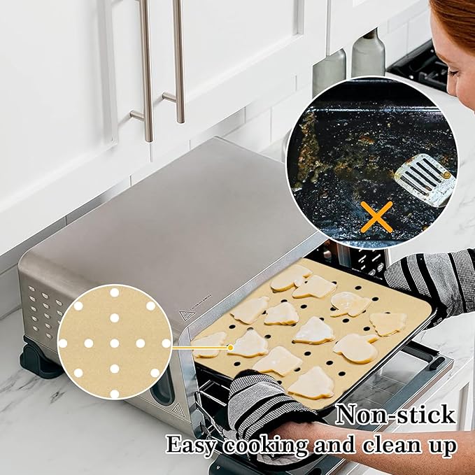 GOAUS Parchment Paper Sheets 12 x 12 Inch, Square Disposable Liners 125 pcs for Air Fryer Toaster Oven, Unbleached Baking Paper Fit Ninja SP, Cuisinart, Breville, Instant
