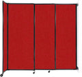 Wall-Mounted Sliding StraightWall Room Divider | Adjustable Widths | Locking Wheels | Room Separator | Up to 7'2" Wide x 6'10" Tall Red Fabric Panels