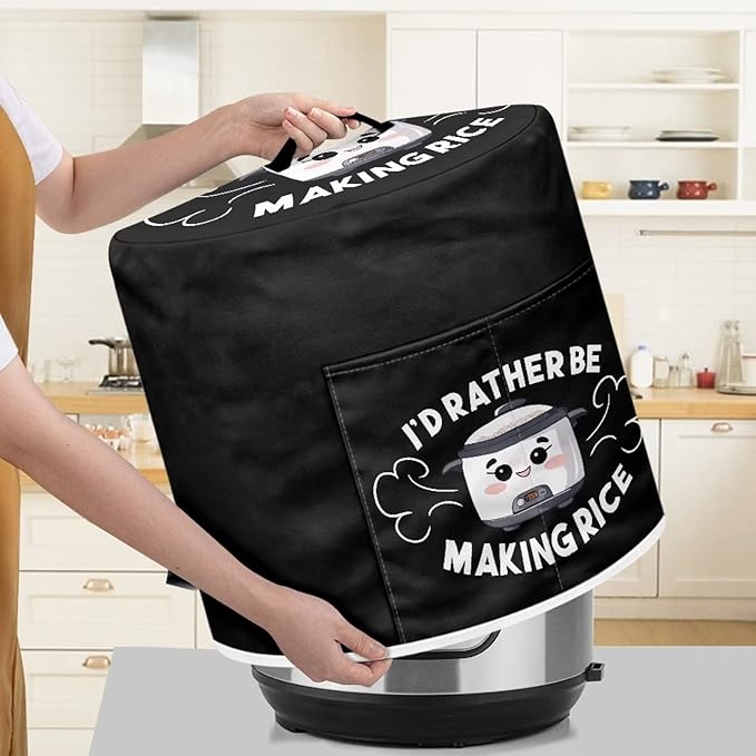 Round Pressure Cooker Cover 8 qt,Cute Cooker Pattern Kitchen Appliance Cover Dust Cover with Pockets for Electric Pressure Cooker Air Fryer Rice Cooker Steamer