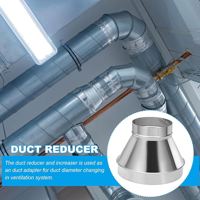 PATIKIL 12 Inch to 8 Inch Round Duct Reducer Increaser Connector, Galvanized Steel Air Duct Adapter Pipe Fitting for Bathroom Kitchen Inline Ventilation Systems, Silver Tone