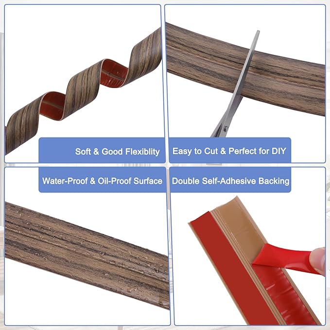 Wall Corner Protector Moulding Trim Peel and Stick Wall Corner Guards Trim Flexible Self Adhesive Edge Protector Moulding, 2.4 in x 20 Ft, Smoked Brown Wood