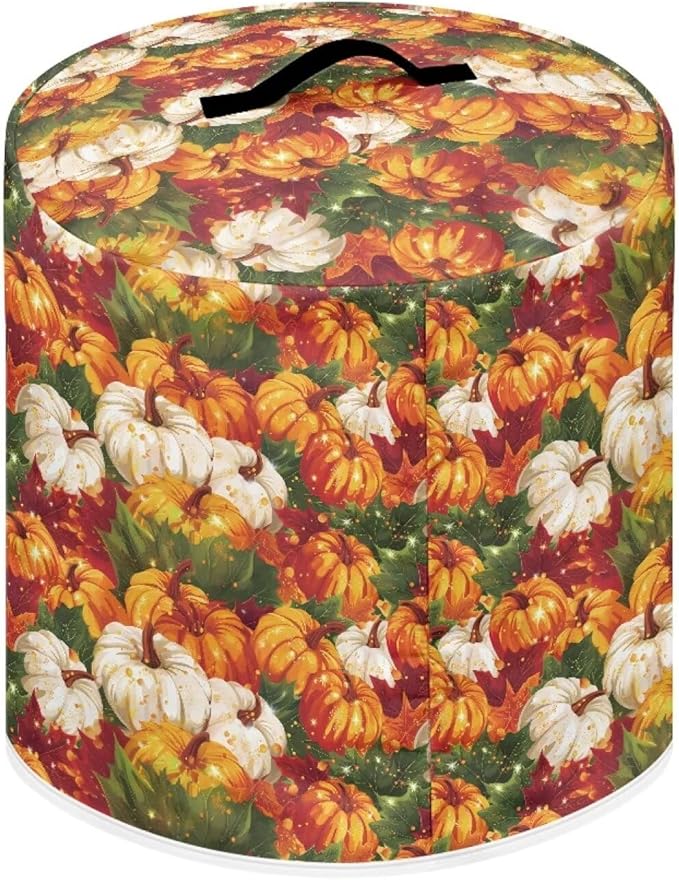 3 Quart Pressure Cooker Dust Cover with Top Handle and Storage Pockets Kitchen Appliance Protector Cover for Air Fryer Rick Cooker Pumpkins Maple Leaf Thanksgiving Day Decor