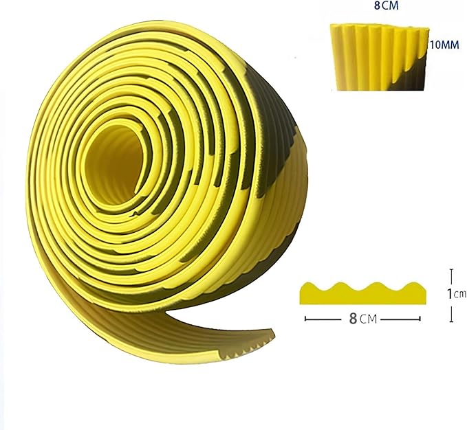 Heavy Duty Wall & Corner Guards 5m Corrugated Self-Adhesive NBR Rubber Protection with Yellow/Black Stripes for Parking Columns & Garage Safety(10PCS,8 cm)