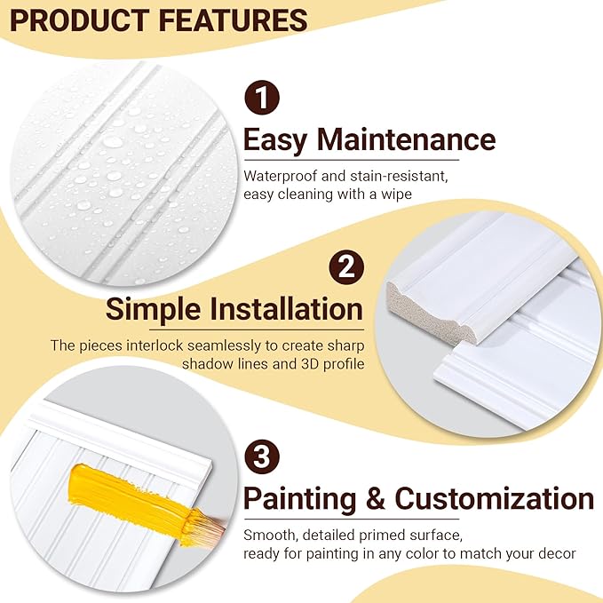 Premade Board-and-Batten Wainscoting Kit - Ready to Assemble Cover 118" x 39.4", Paintable Panel Molding Trim Slats for Accent Wall