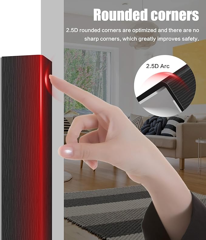 Wall Corner Protector, Walls Edge Protector，Self-Adhesive Wall Corner Guards,PVC Double Side Edge Protector， Furniture Stairs Guard (Black Wood Grain 2PCS 90cm/35.4in)