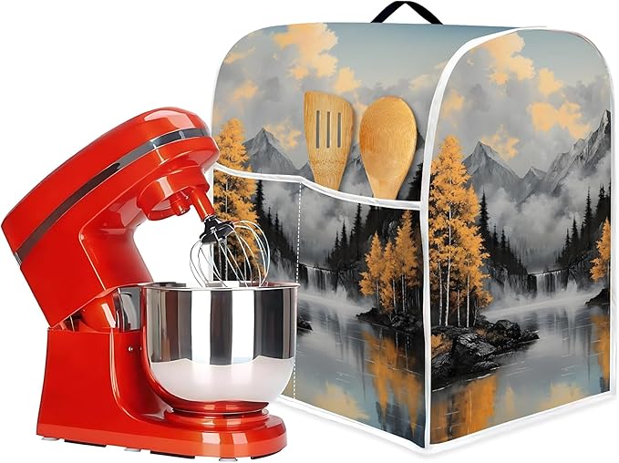 Mixer Dust Cover for 6-8 Qt Stand Mixer, Cloth Cover with 2 Storage Pockets for Stand Mixer Protective Covers Large for 6-8 Quart Mixer