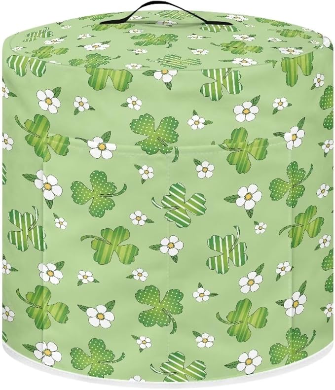 TODIYADDU Daisy Shamrock Pressure Cooker Cover with Handle and Storage Pocket for Extra Accessories Portable Kitchen Small Appliance Dust Cover Protective Case for St Patrick's Day