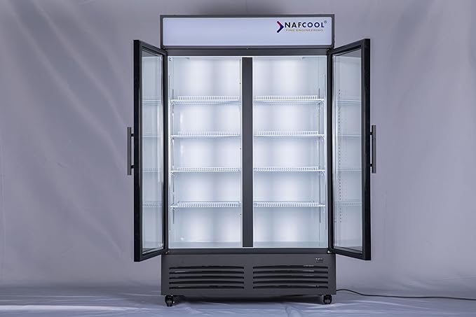 Commercial Flower Beverage Refrigerator Floral Display Fridge,Two Glass Door Drink Cooler with LED Light Adjustable Shelves,ETL Sanitation,43 Cu Ft,47" Wide,Wheels Included