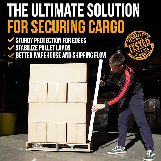 36" x 2" x 2" Reinforced Cardboard Edge Protectors, White (Pack of 100) – 0.16" Thick Heavy-Duty Cardboard Corner Protectors for Shipping – American Quality V-Board Pallet Edge Guard