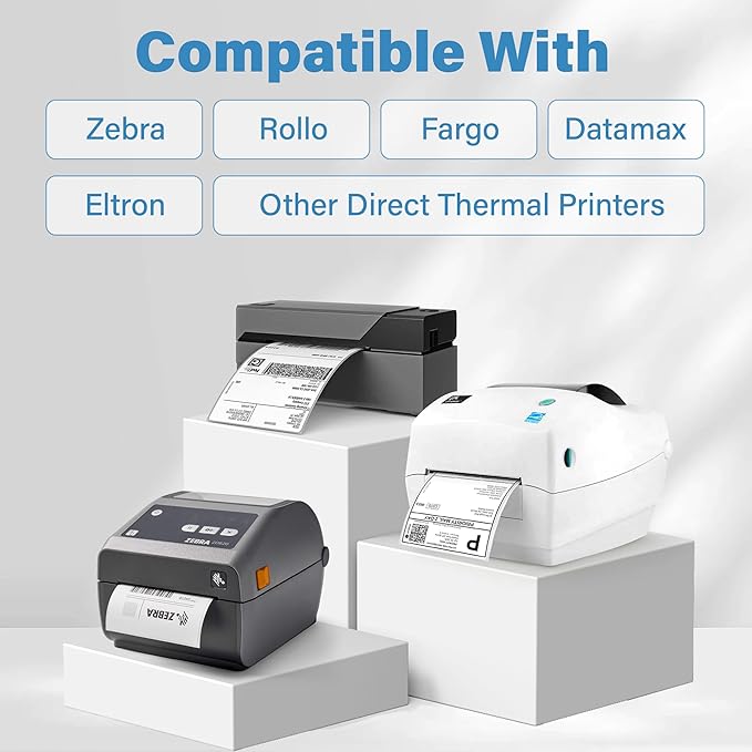 LotFancy 4x6 Direct Thermal Shipping Labels, 1000 Thermal Labels Fanfold with Perforated and Strong Adhesive, White Mailing Label Compatible with Zebra, Rollo Printer