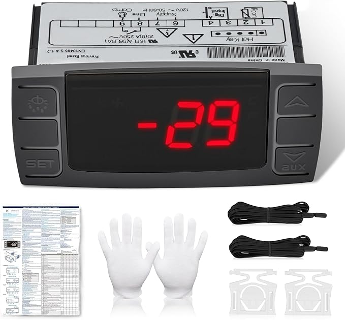 XR06CX-4N1F1 Temperature Controller Compatible with Dixell 120V 50-60Hz Commercial Refrigerators Freezer, Refrigerator Digital Thermostat Control with 2 NTC Probe
