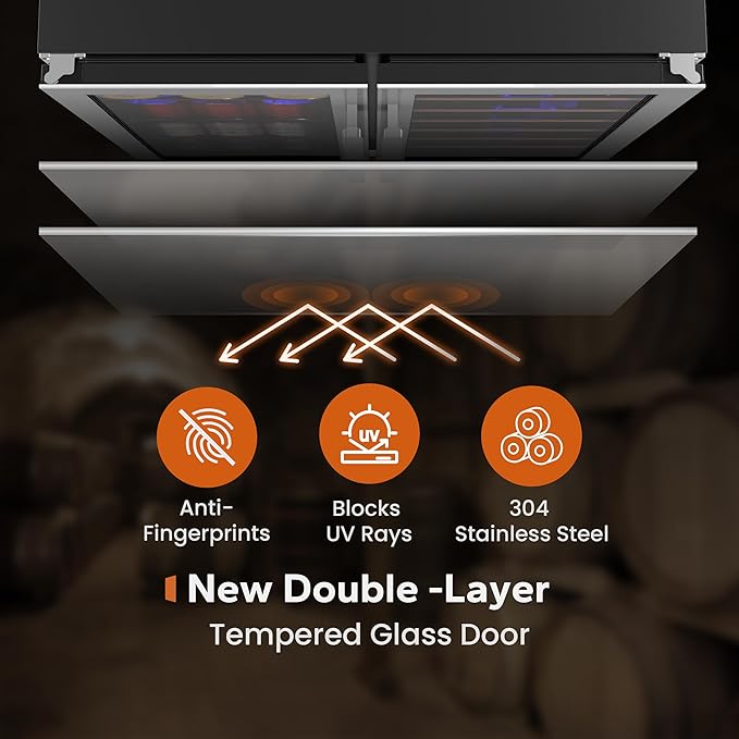 Ca'Lefort 30 Inch Wine and Beverage Refrigerator, 80 Can and 33 Bottle Wine Fridge Dual Zone 36-72°F, 3 LED Beverage Fridge Built in or Freestanding, Perfect for Home/Kitchen(6.00 cu.ft)