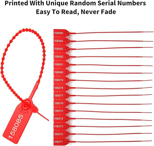 1000 Plastic Tamper Seals Fire Extinguisher Tags Numbered Zip Ties Pull Tite Security Tags Disposable Self-Locking Safety Ties (Red)
