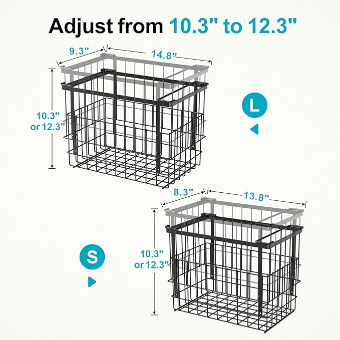 iSPECLE Freezer Organizer Bins - 2 Pack Large Adjustable Deep Freezer Organizer Bins for 5 to 7 Cu.Ft Chest Freezer, Stackable No Wasted Space, Easily Access Pizza (≤12“) without Digging, Black