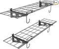 WALMANN 2 Pack Garage Wall Shelves, 1 x 4 ft/12 * 48 inch Wall Mounted Storage Shelves for Garage Heavy Duty Floating Shelving, Holds Up to 220 lbs(Black)