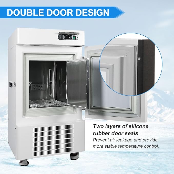 Ultra-Low Temperature Freezer, 58L Capacity -40C to -86C Laboratory Freezer Large-Capacity ULT Refrigerator for Sample Storage with Temperature Alarm Function