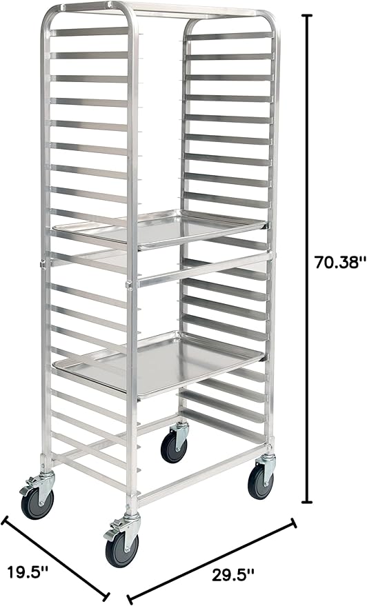 Winco Aluminum Sheet Pan/Bun Rack, 3" Spacing, Side Loading, 20 Tier