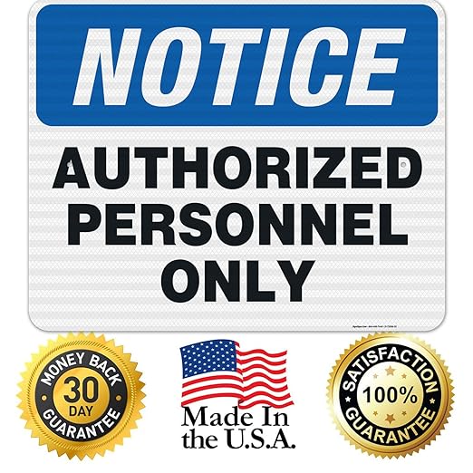 Authorized Personnel Only Sign, 24x30 Inches, 3M EGP Reflective .080 Aluminum, Fade Resistant, Indoor/Outdoor Use, Made in USA