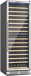 Empava 24 Inch Wine Fridge, 160 Bottle Large Capacity Wine Cooler Refrigerator, Wine Refrigerator Dual Zone with Professional Compressor - Quiet Operation, Built-in or Freestanding