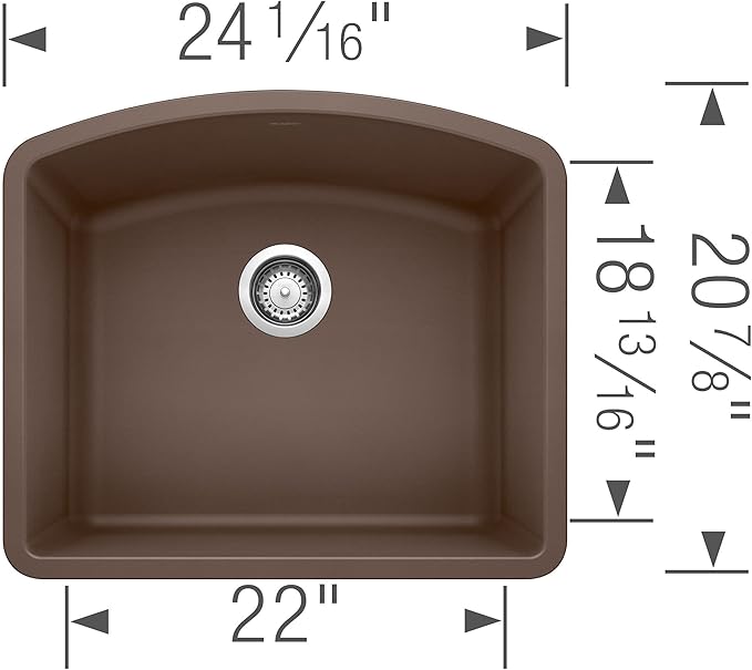 BLANCO, Café Brown 440172 DIAMOND SILGRANIT Single Bowl Undermount Kitchen Sink