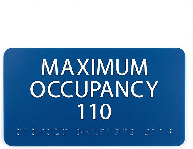 ALPHA DOG ADA SIGNS Custom Maximum Occupancy Sign 4x8 Inch - Personalized Room Capacity Limit Sign with Grade 2 Braille - ADA Compliant Business Signage - Made in USA - Blue