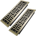 4x14 Inches 2 Pack Heavy Duty Walkable Floor Register Easy Adjust Air Supply Lever Floor Vents - Seattle Design - Vent Cover for Home Floor - Antique Brass