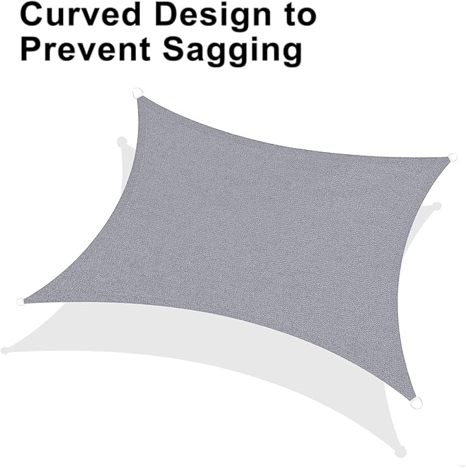 LOVE STORY Custom Size 7' x 15' Silver Grey Sun Shade Sail Canopy Commercial Rectangle Sail Shade Fabric for Patio Garden Backyard Pool (Customized)