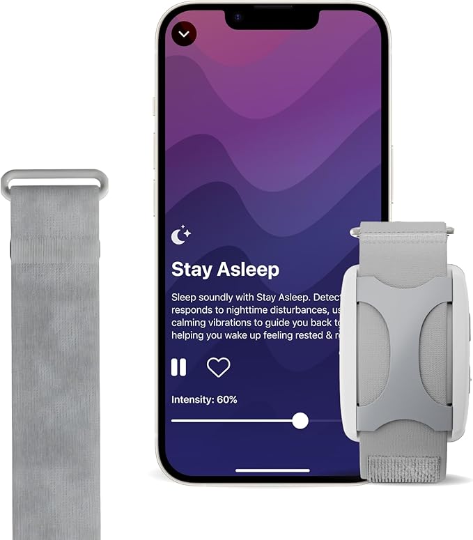 Bundle of Apollo Neuro Wearable (Glacier) & 12-Month SmartVibes AI Membership + Sleep Band (Gray)