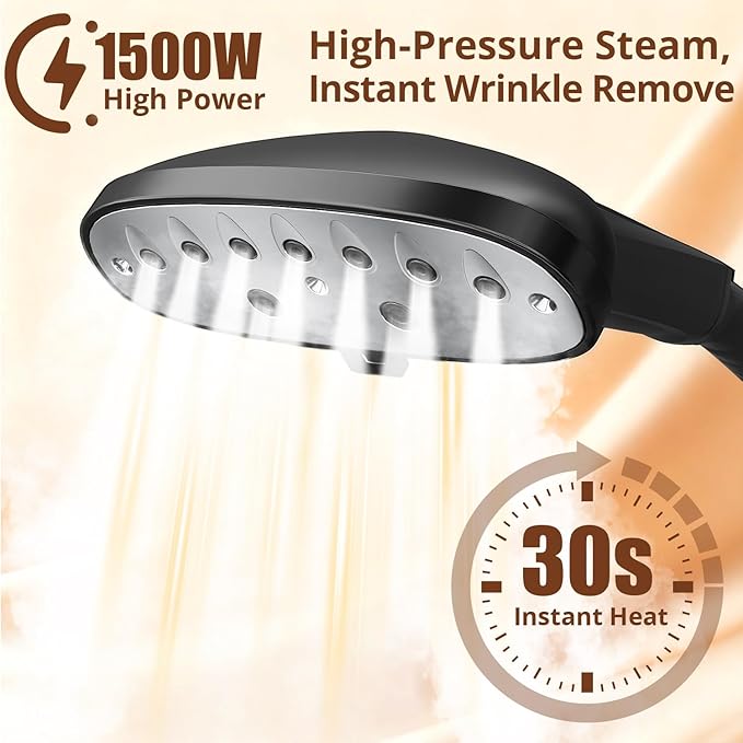 LAKALA Garment Steamer for Clothes, 30-Second Instant Heat-Up, 2.5L Water Tanks, with Pant Clips & Dual Hanger, Powerful Handheld, 4-Stage Adjustable Height, Standing Floor Steamer Wrinkle Remover