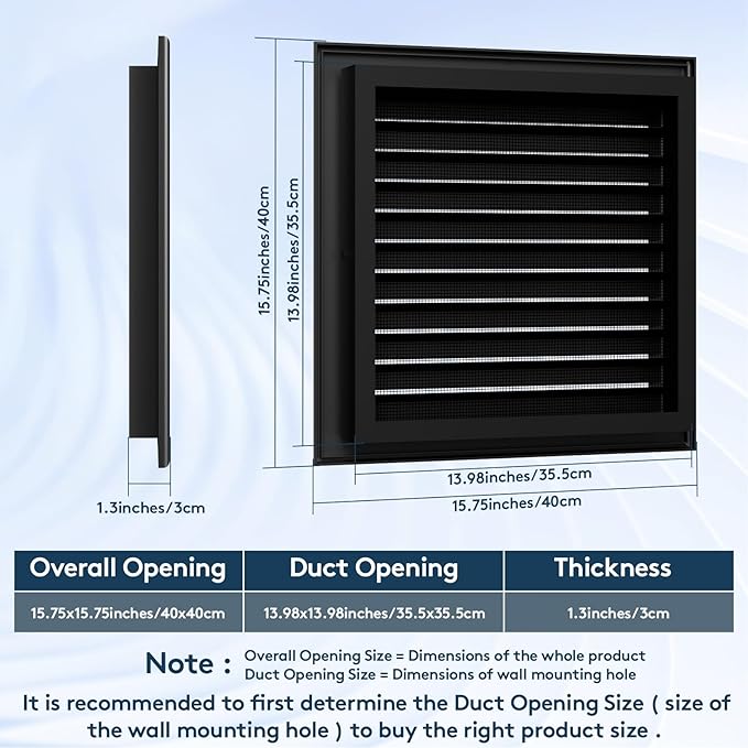 16" X 16" Gable Vent Aluminum Gable Vents for Houses Attic Vent Shed Vents Cover Exterior with Screen Mesh Alloy Wall Vent Ventilation for Home Garage Attic Ceiling - Vent Opening: 14" x 14" Black