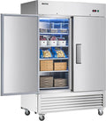 Wilprep 54" W Commercial Freezer 2 Door 2 Section Upright Freezer Stainless Steel Reach-in Solid Door Upright Fan Cooling 42.2 Cu.ft Freezer for Restaurants, Bars, Shop, ETL-Listed
