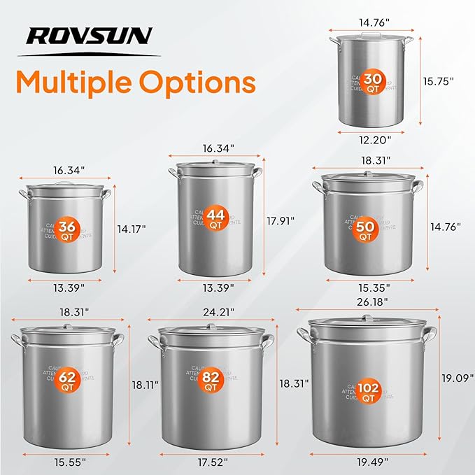 ROVSUN 44QT Stainless Steel Seafood Boil Pot with Strainer Basket, Lid & Hook, Versatile Stock Pot for Crab, Lobster, Shrimp Boiling, Heavy-Duty Turkey Fryer for Outdoor Cooking & Gatherings