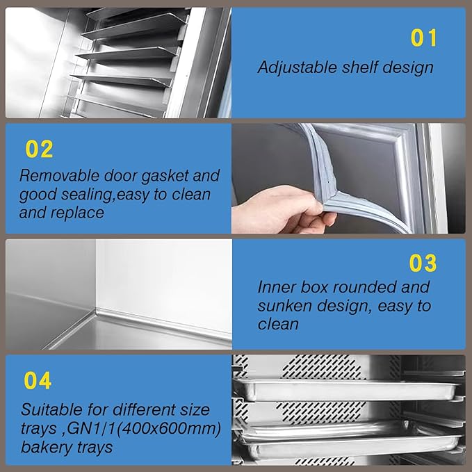 Kolice Commercial Heavy Duty 220Volts 15 Trays Blast Chiller& Freezer, Flash Freezer with Food Probe to Detect Cord Temperature of Food,Lowest temp: -40°F for Restaurants,Canteens,Schools,Hotels