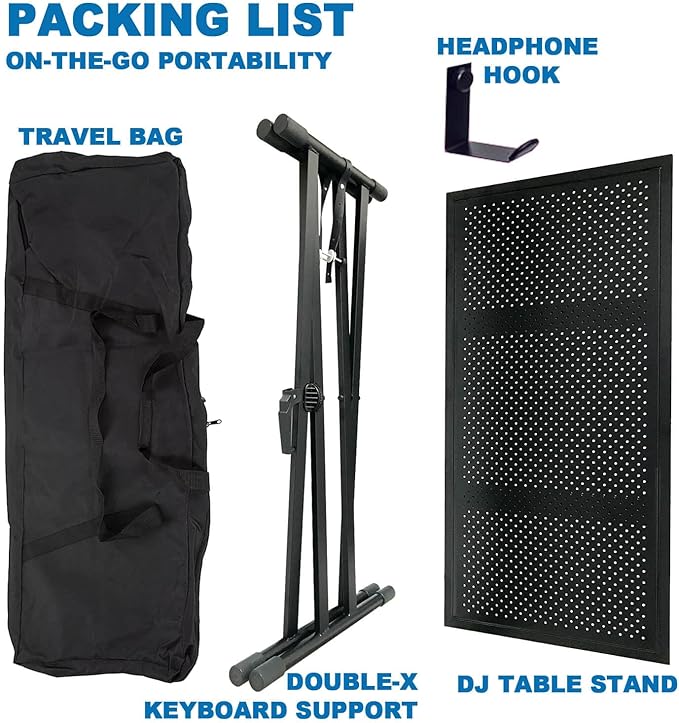 DJ Table Stand Audio Mixer Stand Portable Booth - 35" x 17.3" Versatile DJ Booth Stand for Piano, Laptops, Controllers, Midi Keyboards, and Audio Mixers, Mixer Pioneer DJ Controller Equipment