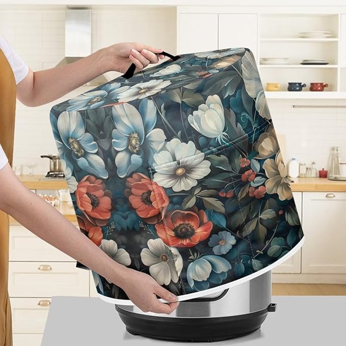 Flashideas Floral Print Dust Cover Compatible with 6 qt Instant Pot and Extra Accessories, for Electric Pressure Cooker Rice Cooker and Air Fryer Insulated Protector Cover Keep Appliance Clean