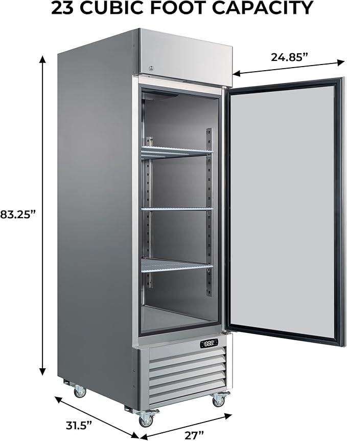 Kenmore 23 Cu.ft Stainless Steel Commercial Freezer – Upright Convertible Refrigerator, Frost Free, Congelador For Restaurant, Industrial Use, Cafe, Shop, Reach-In Full-Size