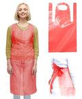 ABC PACK & SUPPLY Red Plastic Disposable Aprons Adults for Painting, 28 x 46 Inches. Pack of 100 Disposable Plastic Aprons, 1.5 Mil. Unisex Waterproof Polyethylene Painting Apron for Food Industry