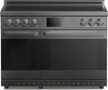 48 Inch Professional Induction Range with Double Convection Ovens, Air Fry, 7 Burner Electric Stove, Pizza Stone - Black Stainless Steel